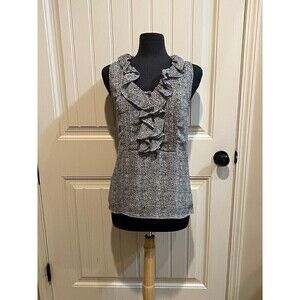 Banana Republic Women's Size 4 black white Animal Print Button Sleeveless Blouse